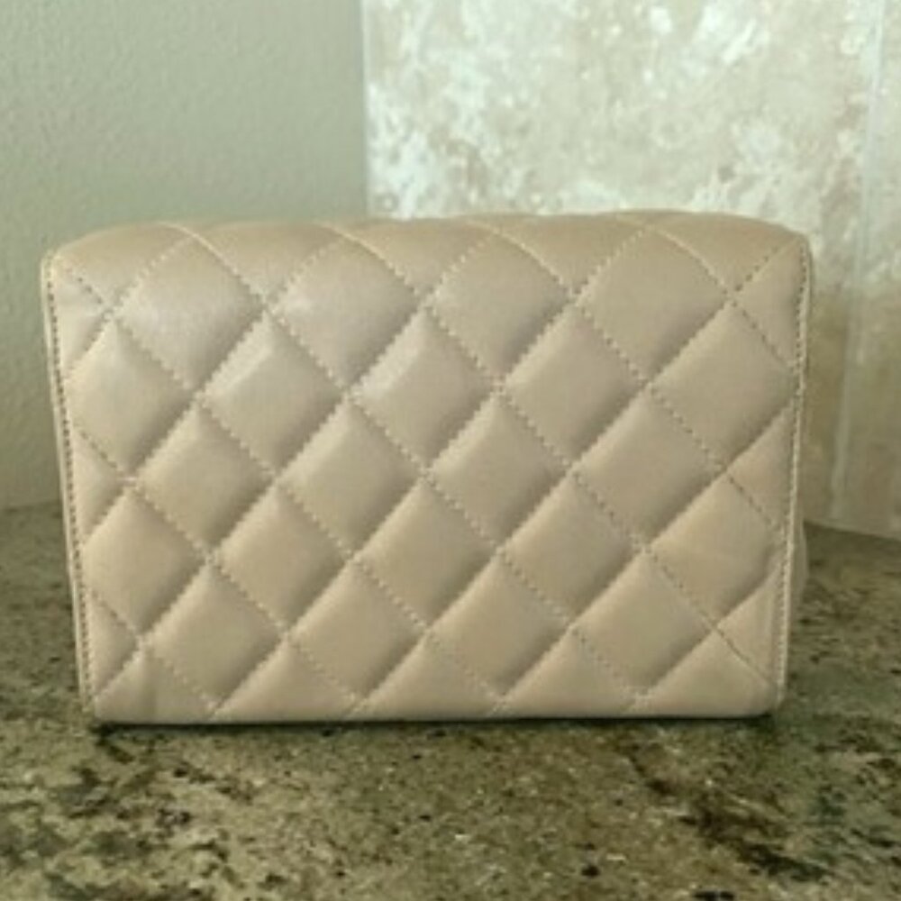 St John Collection Leather Crossbody/Clutch Quilted Handbag-Cream - Picture 3 of 10
